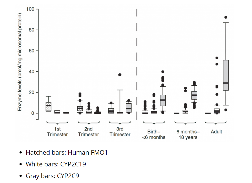 Enzyme expression and metabolic rate by age